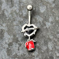 BodyCandy Barbed Heart Internally Threaded Dangle Belly Ring — main product shot