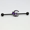 BodyCandy 14G Purple Gem Black Moon Butterfly Heart Industrial Barbell 38mm — main product shot