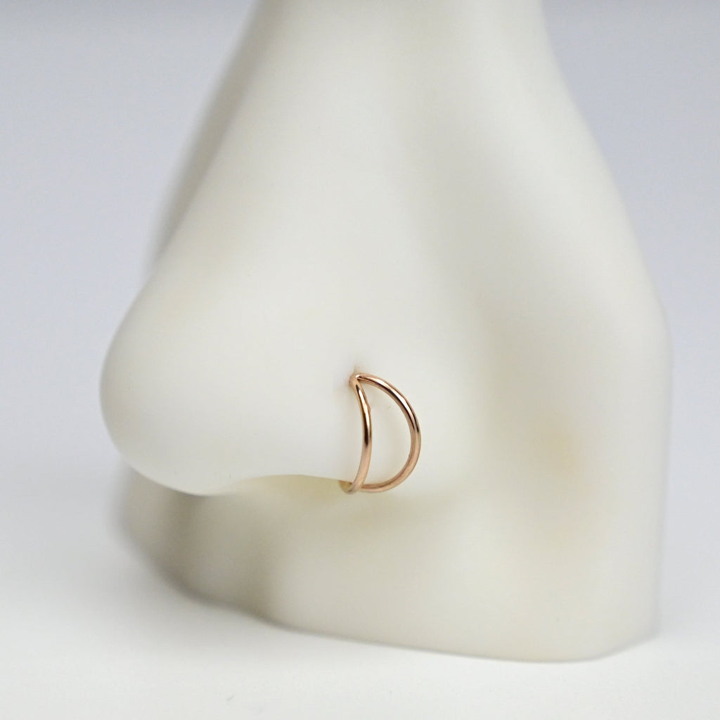 BodyCandy 20G 5/16 Rose Gold Tone Double Nose Hoop — lifestyle context