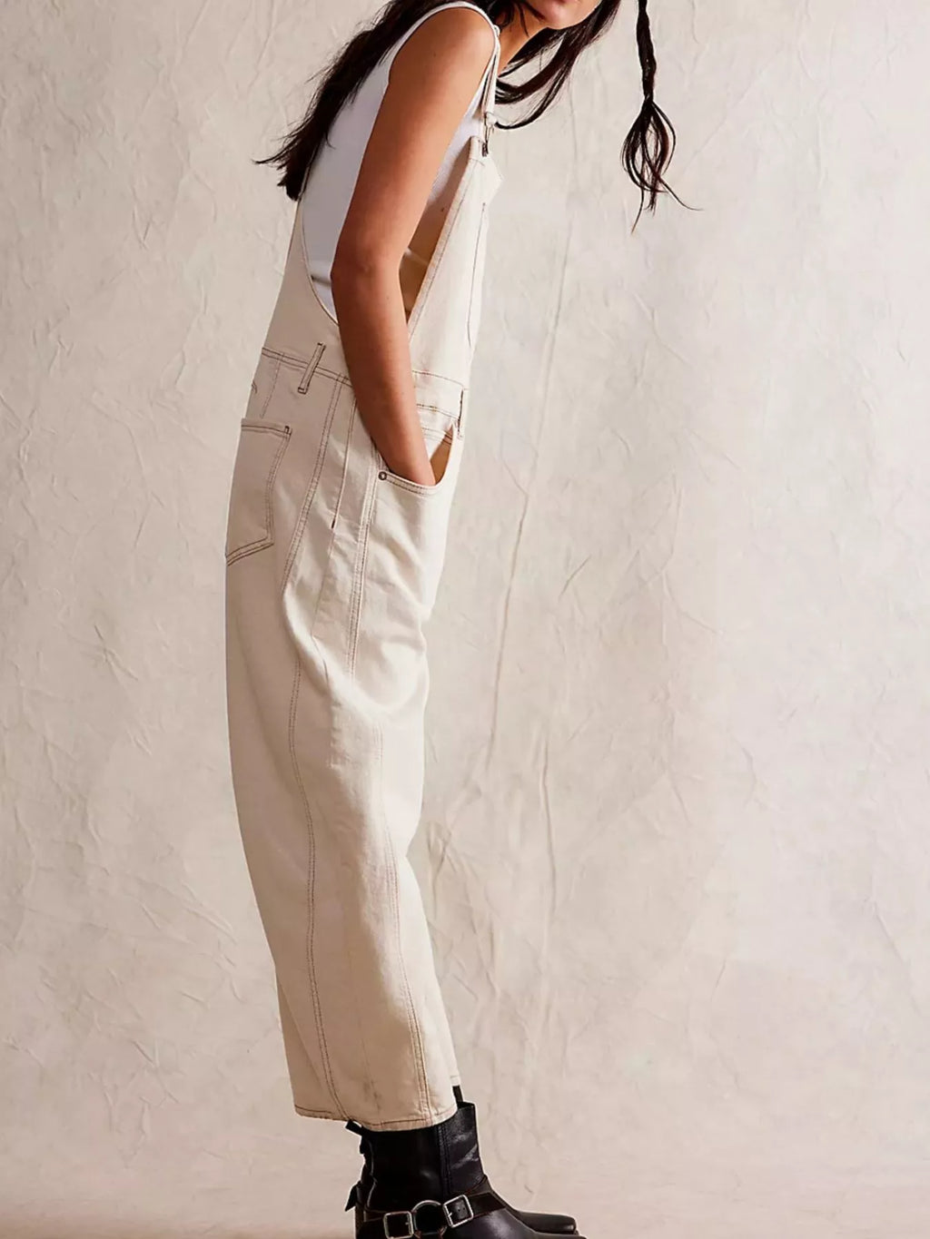 Wide Strap Wide Leg Denim Overalls