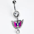 BodyCandy Clear Gem Drop Butterfly Pink Blue Dangle Belly Ring — main product shot