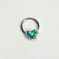 BodyCandy 16G 3/8 Green Faux Opal Sunny Heart Hinged Segment Ring — main product shot