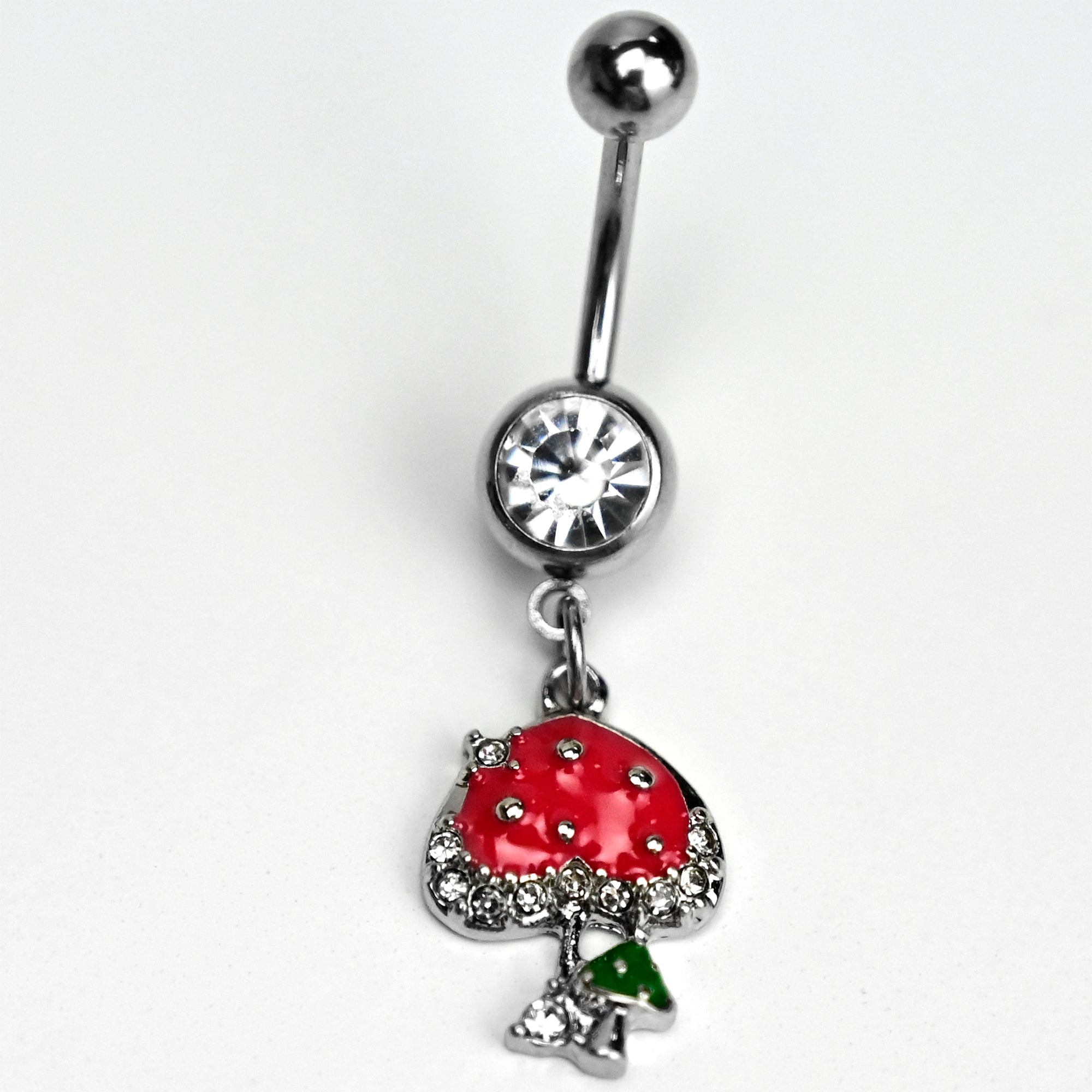 BodyCandy Clear Gem Glamour Shroom Mushroom Dangle Belly Ring — main product shot