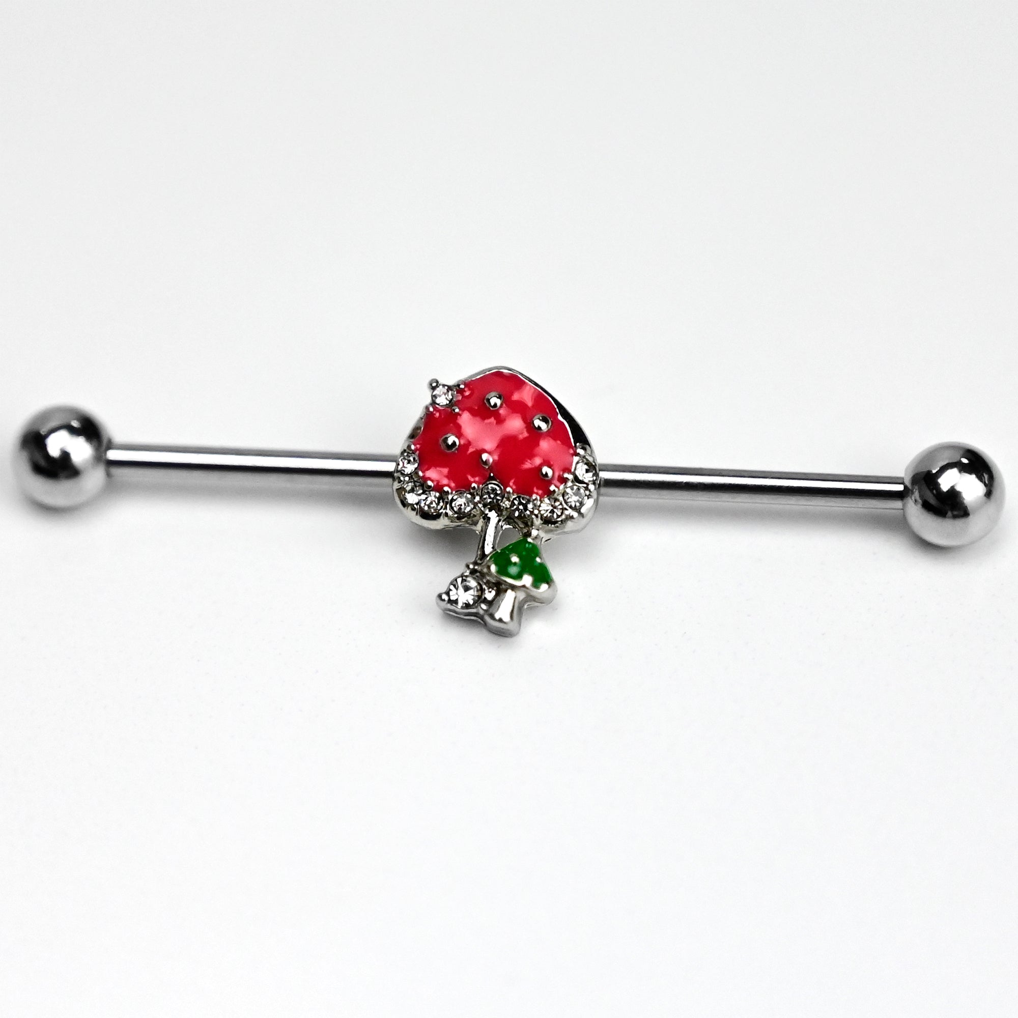 BodyCandy 14G Clear Gem Glamour Shroom Dangle Industrial Barbell 38mm — main product shot