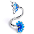 BodyCandy Clear Gem Butterfly Blossom Blue Spiral Twister Belly Ring — main product shot
