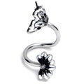 BodyCandy Clear Gem Butterfly Blossom Black Spiral Twister Belly Ring — main product shot
