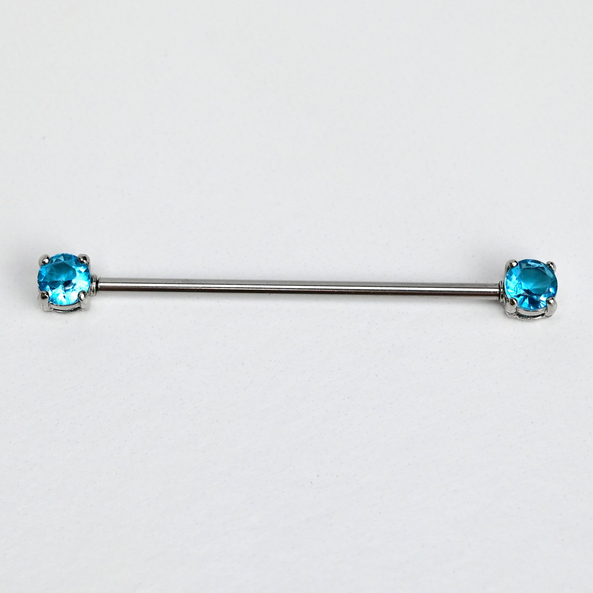 BodyCandy 14G Blue CZ Gem Internally Threaded Industrial Barbell 38mm — main product shot