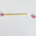 BodyCandy 14G Pink Gem Gold Tone Internally Threaded Industrial Barbell 38mm — main product shot