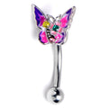 BodyCandy 16G 5/16 Green Yellow Gem Exotic Butterfly Curved Eyebrow Ring — main product shot