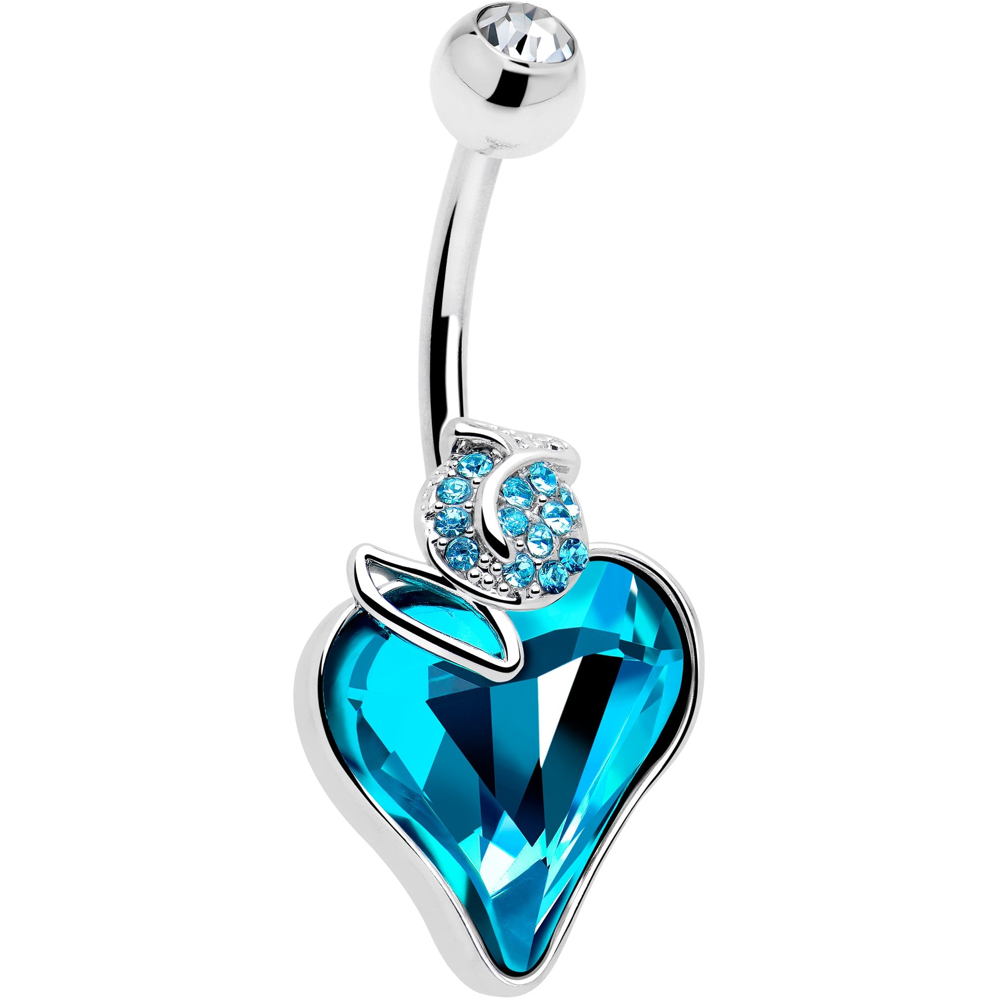 BodyCandy Clear Blue Gem Strawberry Love Belly Ring — detail close-up