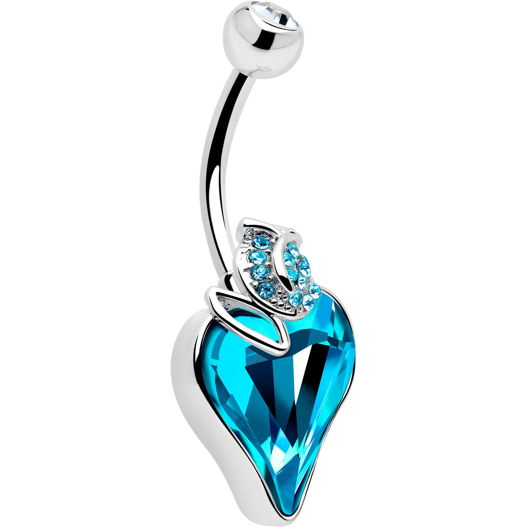 BodyCandy Clear Blue Gem Strawberry Love Belly Ring — side view