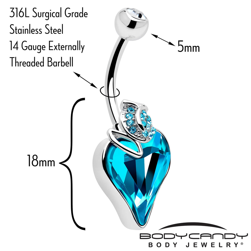 BodyCandy Clear Blue Gem Strawberry Love Belly Ring — back view