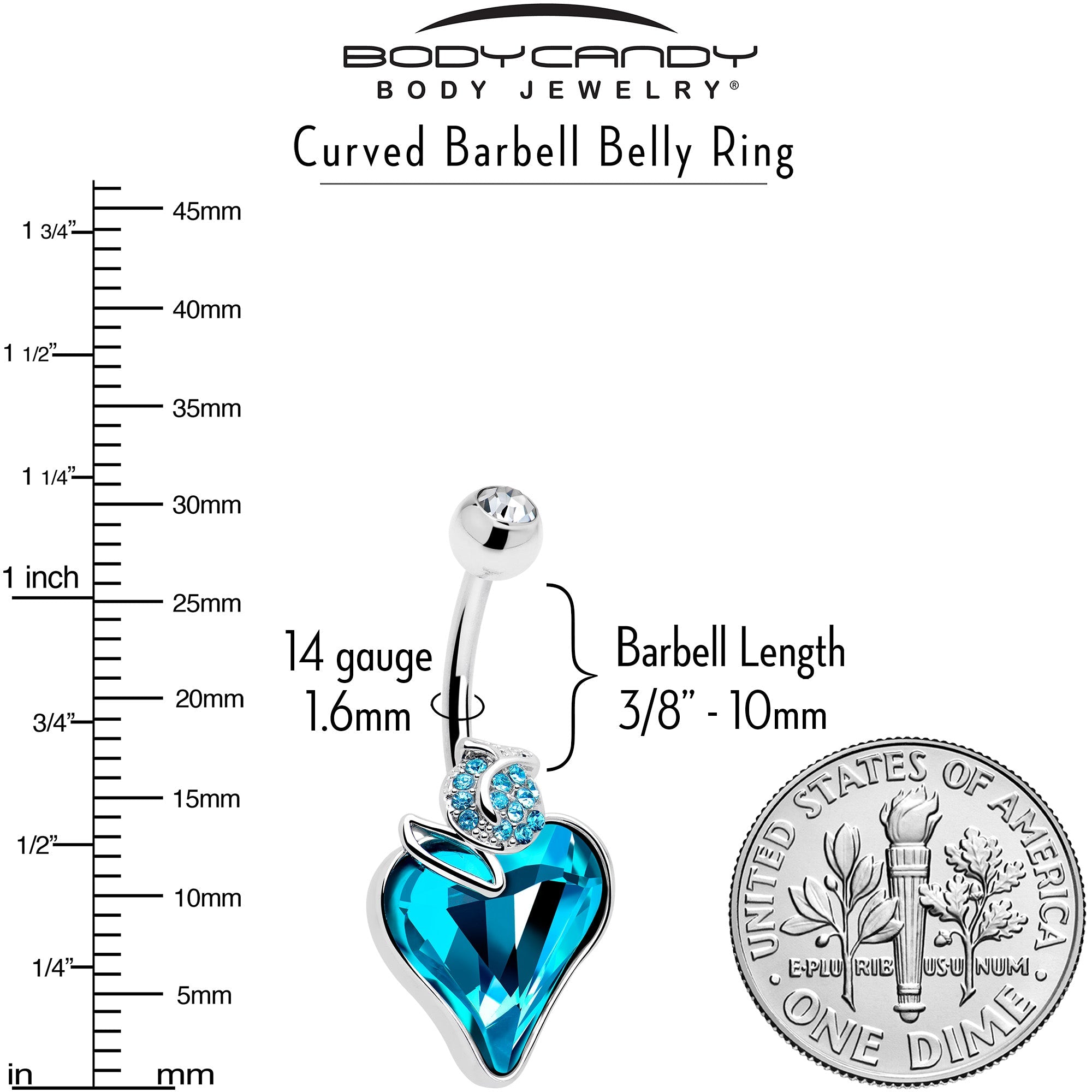 BodyCandy Clear Blue Gem Strawberry Love Belly Ring — alternative angle