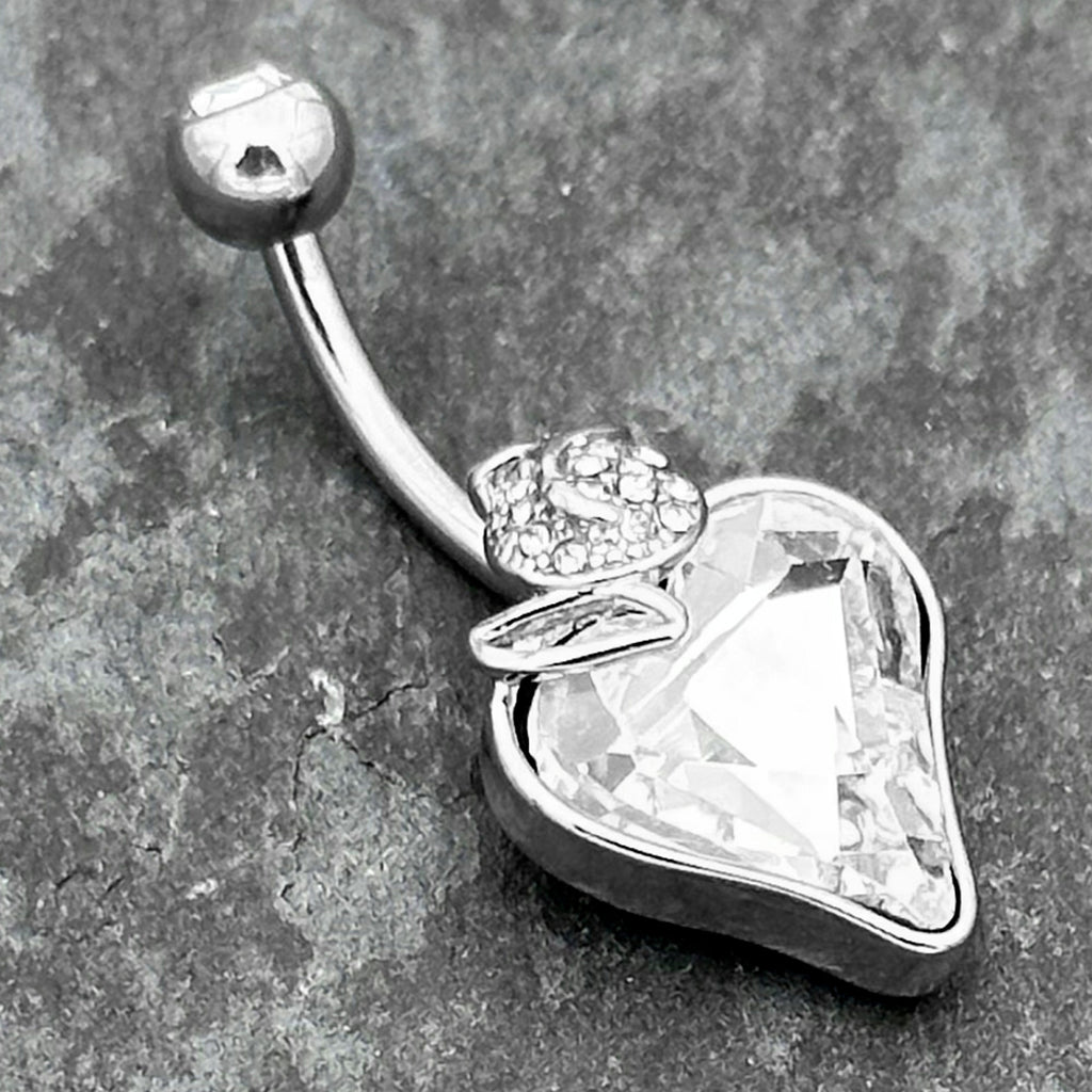 BodyCandy Clear Gem Strawberry Love Belly Ring — side view