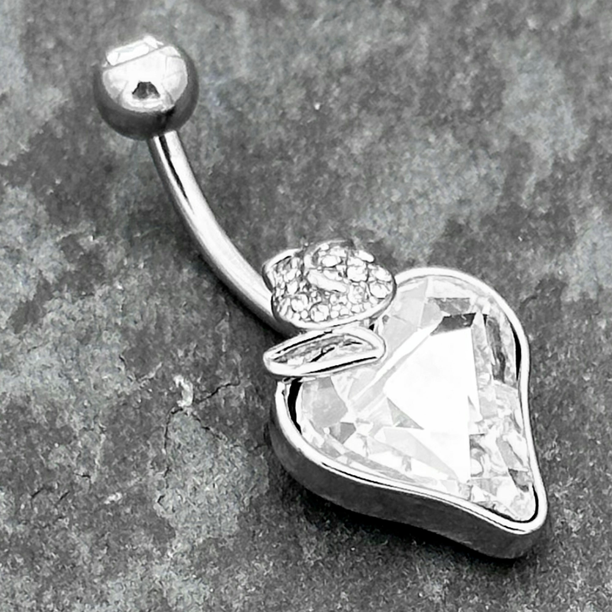 BodyCandy Clear Gem Strawberry Love Belly Ring — side view
