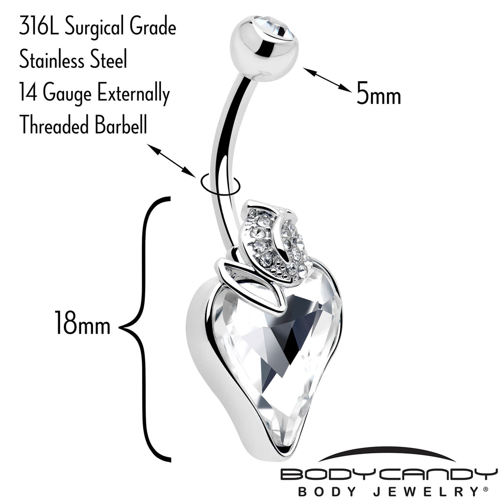 BodyCandy Clear Gem Strawberry Love Belly Ring — back view