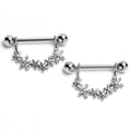 BodyCandy 14G 9/16 Clear Gem Flower Chain Dangle Nipple Ring Set — main product shot