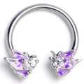 BodyCandy 16G 3/8 Clear CZ Gem Butterflies Purple Horseshoe Circular Barbell — main product shot