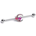 BodyCandy 14G Pink Gem Butterfly Heart Moon Industrial Barbell 38mm — main product shot