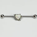 BodyCandy 14G White Faux Opal Sunny Heart Industrial Barbell 38mm — main product shot