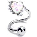 BodyCandy White Faux Opal Sunny Heart Spiral Twister Belly Ring — main product shot