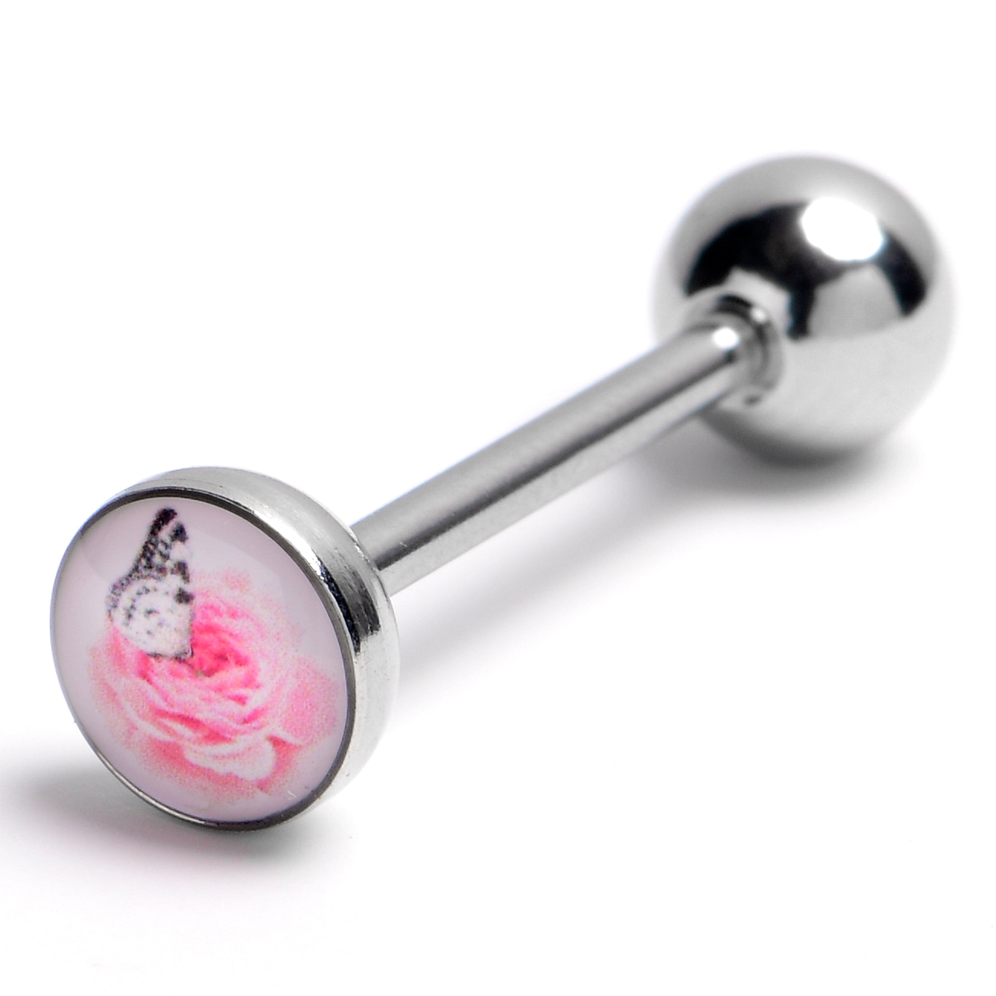 BodyCandy 14G Butterfly Pink Rose Tongue Ring — main product shot