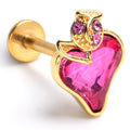 BodyCandy 16G 5/16 Pink Gem Gold Tone Strawberry Love Labret Monroe Tragus — main product shot