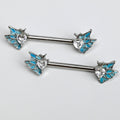 BodyCandy 14G 9/16 Clear Gem Heart Butterfly Blue Barbell Nipple Ring Set — main product shot