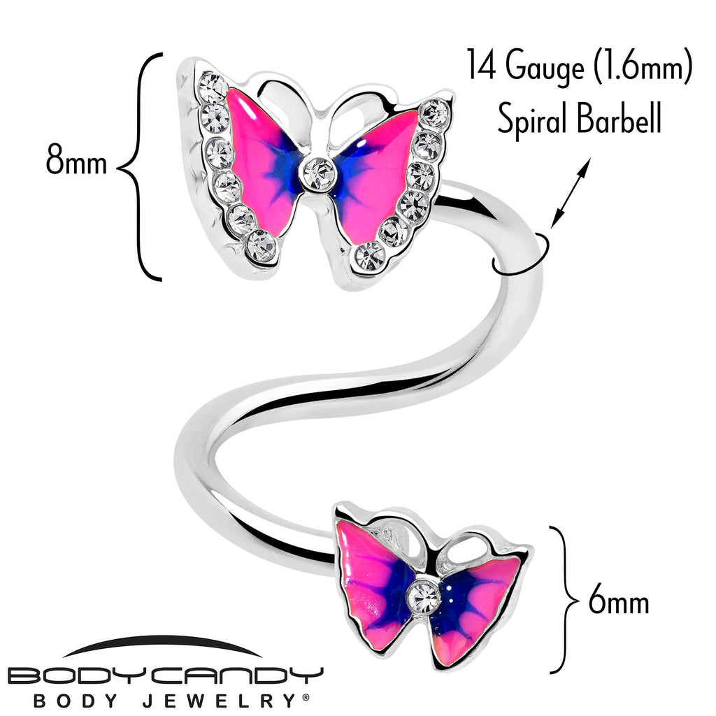 BodyCandy Clear Gem Butterfly Pink Blue Spiral Twister Belly Ring — lifestyle context