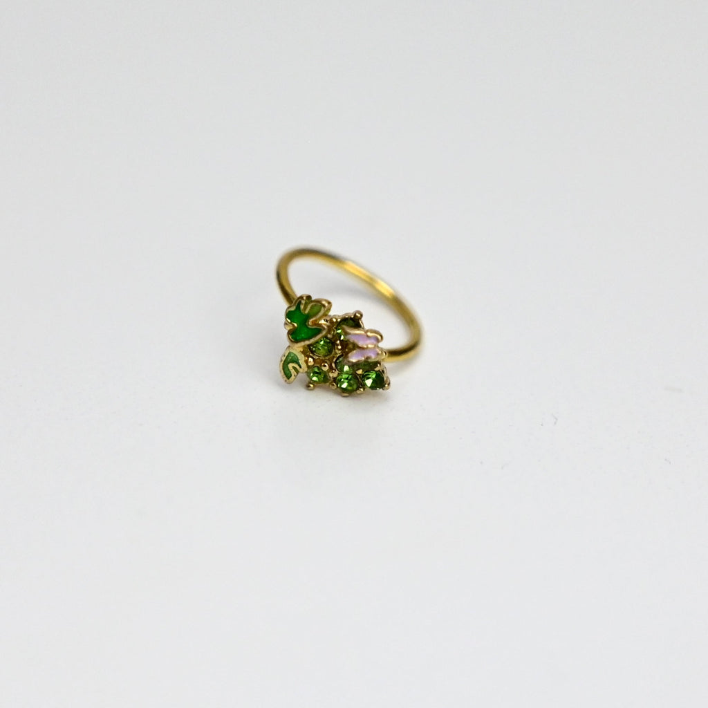 BodyCandy 20G 5/16 Green Gem Gold Tone Butterfly Grapes Nose Hoop — main product shot