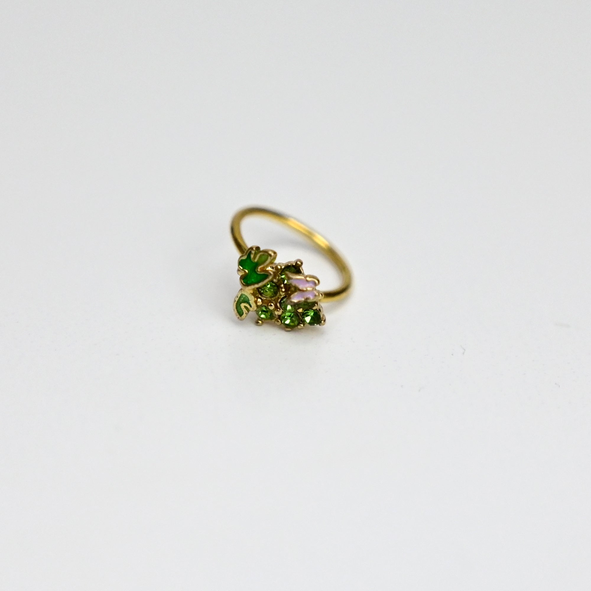 BodyCandy 20G 5/16 Green Gem Gold Tone Butterfly Grapes Nose Hoop — main product shot