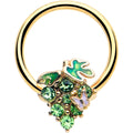 BodyCandy 16G 3/8 Green Gem Gold Tone Butterfly Grapes BCR Captive Ring — main product shot