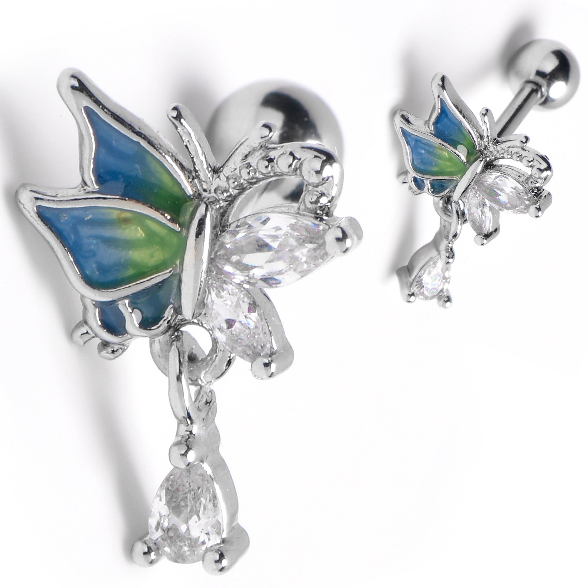 BodyCandy 16G Blues Dazzling Gem Beauty Butterfly Cartilage Earring — main product shot