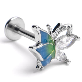 16G Blues Dazzling Gem Beauty Butterfly Labret Tragus Earring
