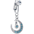 BodyCandy Blue CZ Gem Crescent Moon Star Dangle Clip on Fake Belly Ring — main product shot