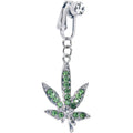 BodyCandy Light Green CZ Gem Pot Leaf 420 Clip on Fake Belly Ring — main product shot