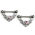 BodyCandy 14G 9/16 Pink Gem Winged Hearts Angel Dangle Nipple Ring Set — main product shot