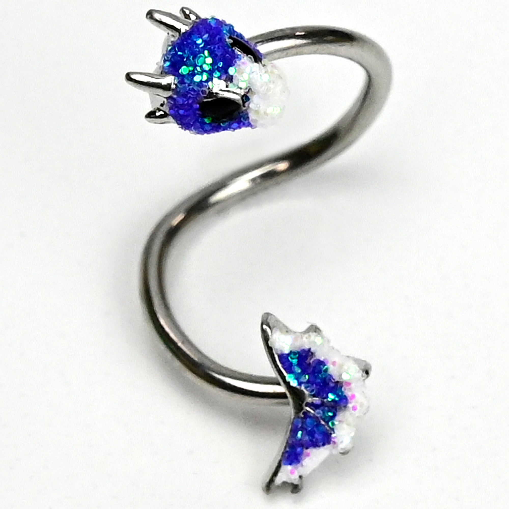 BodyCandy Sea Monster Glitter Blue Spiral Twister Belly Ring — main product shot