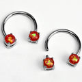 BodyCandy 14G 9/16 Orange Faux Opal Internally Threaded Horseshoe Nipple Ring Set — main product shot