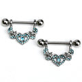 BodyCandy 14G 9/16 Blue Gem Seeing Heart Dangle Nipple Ring Set — main product shot