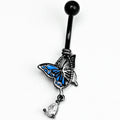 BodyCandy Clear Gem Black Blue Butterfly Catching Dangle Belly Ring — main product shot