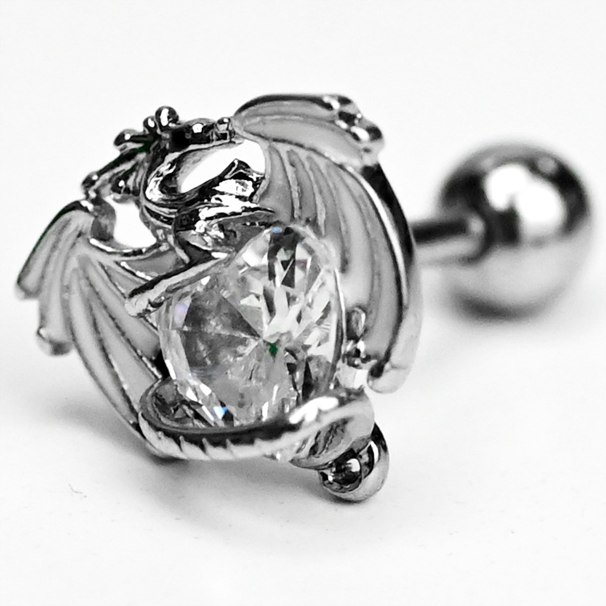 BodyCandy 16G 1/4 Clear Gem Heart of Dragon Cartilage Tragus Earring — main product shot