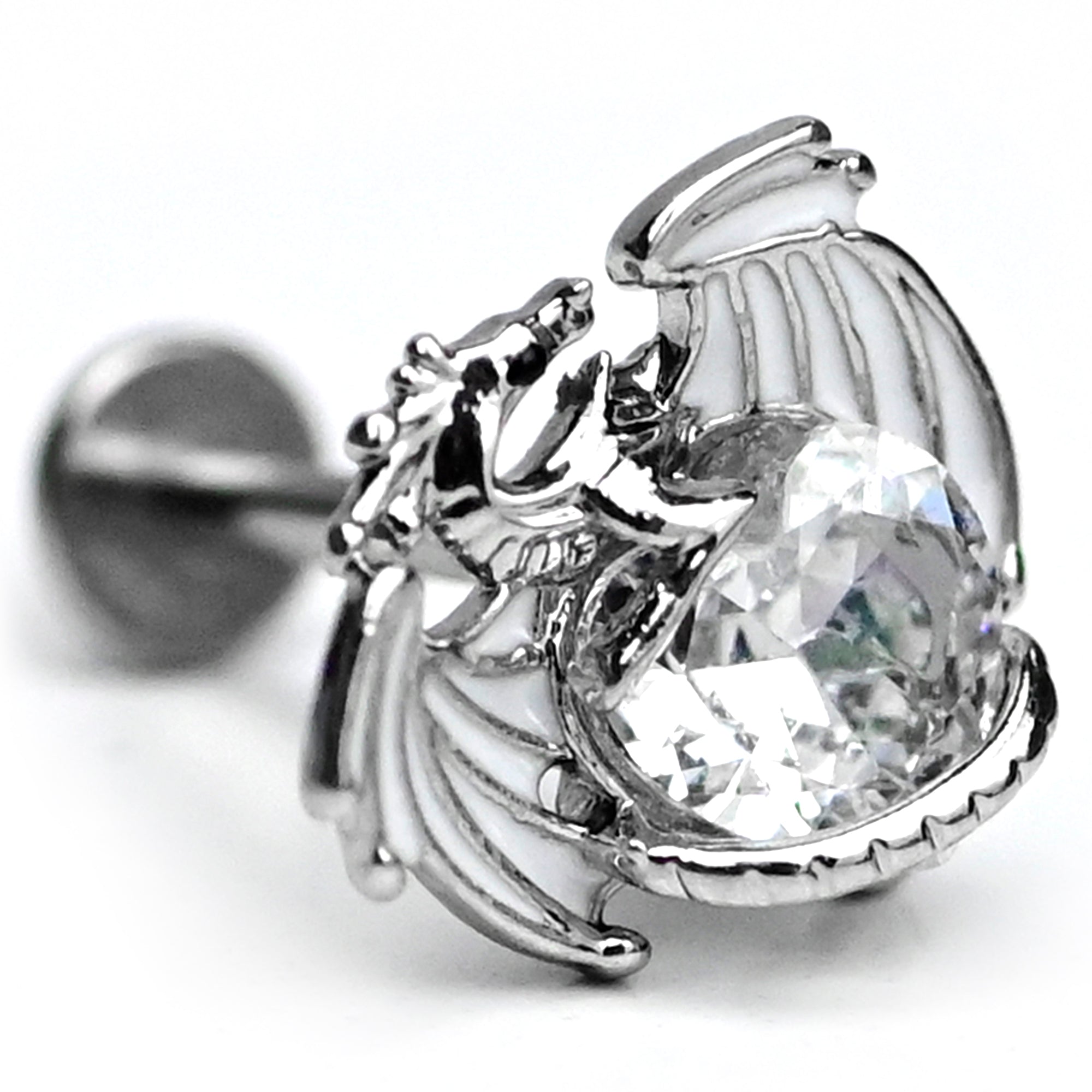 BodyCandy 16G 5/16 Clear Gem Heart of Dragon Labret Monroe Tragus — main product shot