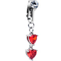 BodyCandy Red CZ Gem Hearts Dangle Clip on Fake Belly Ring — main product shot