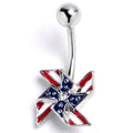BodyCandy Clear Gem Festive Patriotic Pinwheel Belly Ring — main product shot