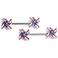 BodyCandy 14G 9/16 Clear Gem Festive Patriot Pinwheel Barbell Nipple Ring Set — main product shot