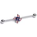 BodyCandy 14G Clear Gem Festive Patriot Pinwheel Industrial Barbell 38mm — main product shot