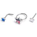 BodyCandy 20G 1/4 Patriotic Stars Nose Hoop Bone Set of 3 — main product shot