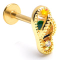 BodyCandy 16G 5/16 Clear Gem Gold Tone Beach Sandal Labret Monroe Tragus — main product shot