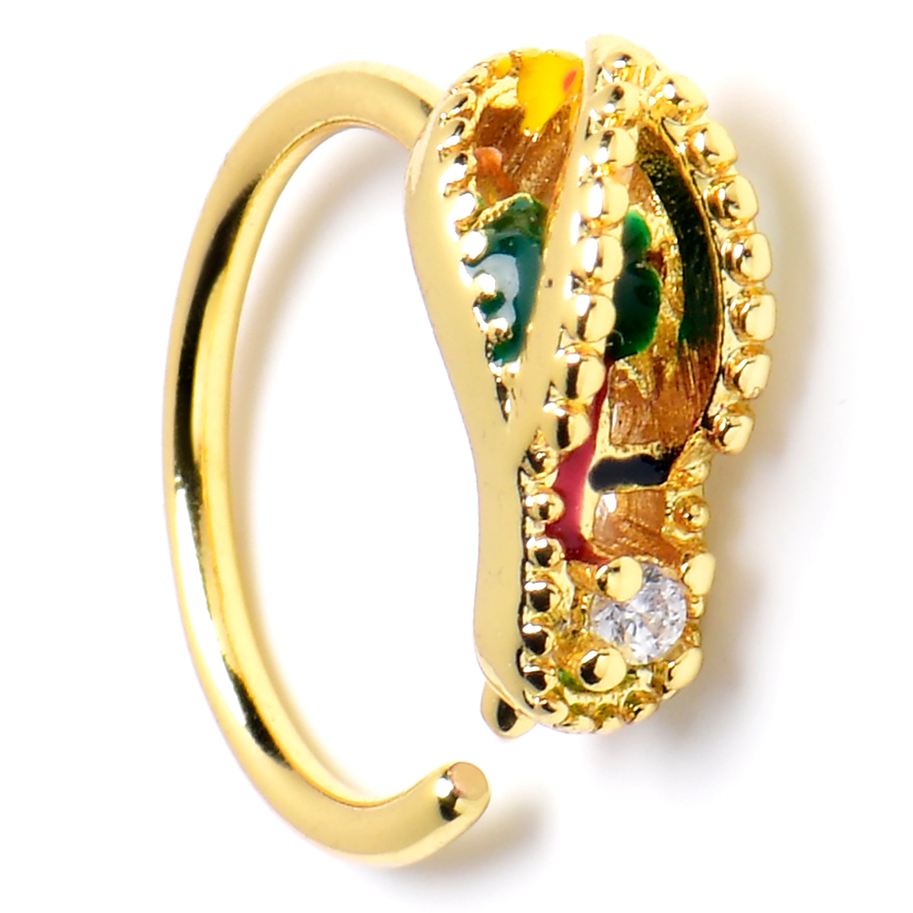 BodyCandy 20G 5/16 Clear Gem Gold Tone Beach Sandal Nose Hoop — main product shot